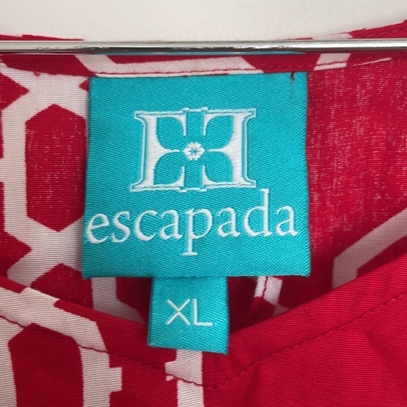 Escapada Women’s 3/4 Sleeves Patterned Swim Coverup Red /White XL - Picture 4 of 7